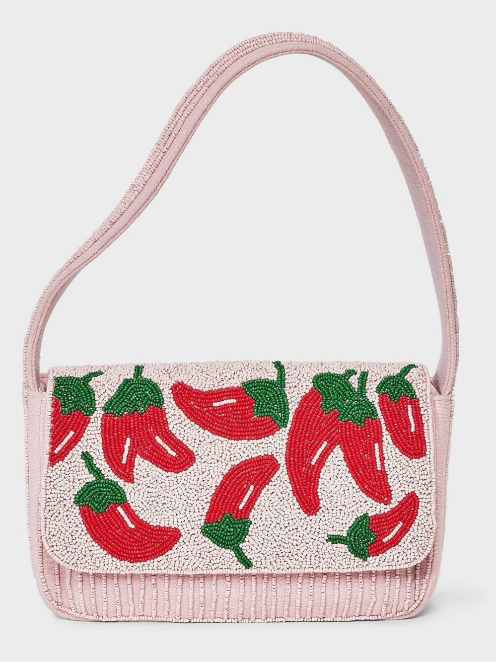 NWT A New Day™ Hand Beaded Chili Pepper Embellished Flap Shoulder Bag - Pink
